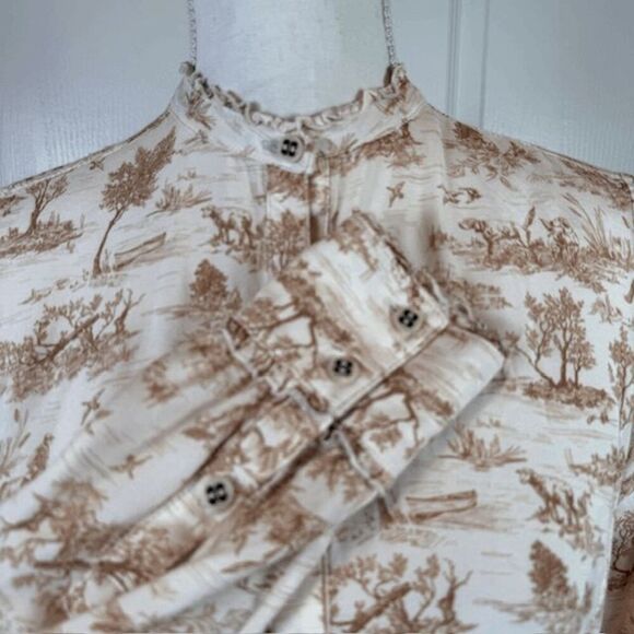 Ariat Clarion Blouse Lightweight Viscose Toile Western Print Ruffles Size XS - Picture 5 of 16